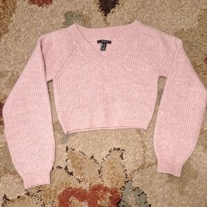 Forever 21 Light Pink V-Neck Sweater